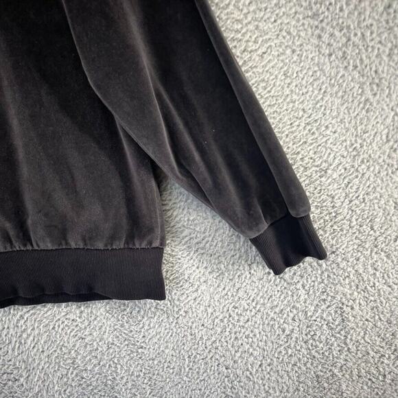 Vintage Puma Track Jacket men's Large Black Zip Suede Velour Embroidered Y2K - Picture 11 of 12